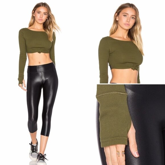 NWT Free People Dance New Wave Green Crop Top Size Medium Boho Revolve Gymnastic - Picture 2 of 12